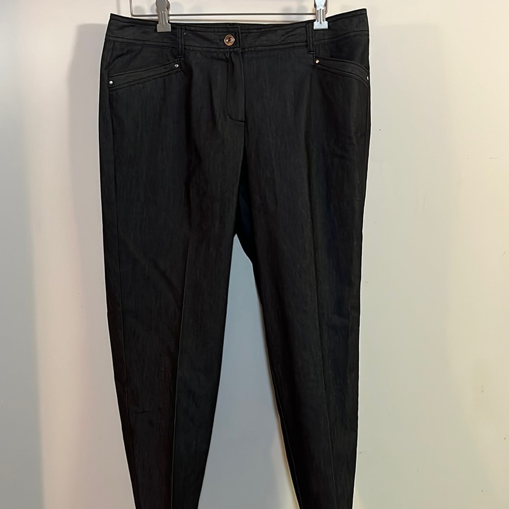 Sharagano Women's Black Ankle Dress Pants Sleek Slim Fit Chambray Trousers Sz 10